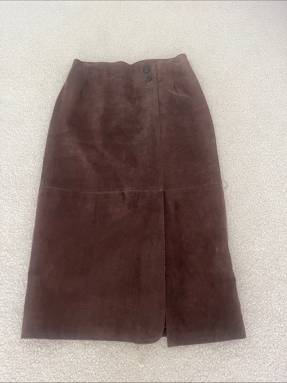 Casual Corner 100% Brown Leather Midi Skirt Size 10